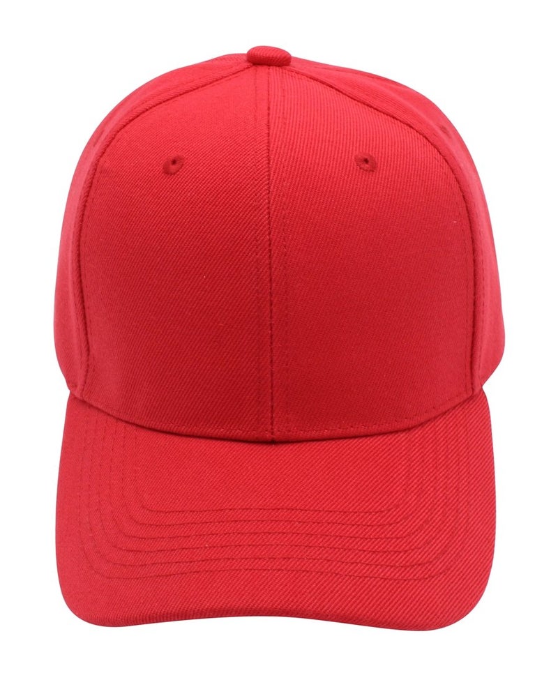 Top Level Baseball Cap Hat Men Women - Classic Adjustable Plain Blank, RED - Image 2